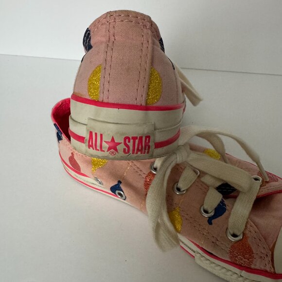 Converse All Star Pink with Glitter Balloons, Size Girls 3 or Womens 5 - Picture 9 of 10